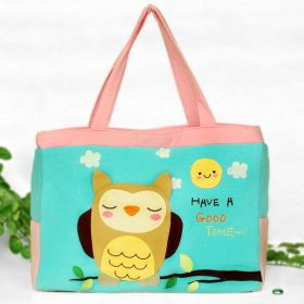 [Shy Owl] Embroidered Applique Fabric Art Shoulder Tote Bag / Shopper Bag (14.7*9.8*3.7)