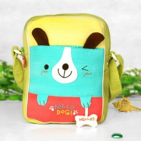 [Lively Dog] Embroidered Applique Fabric Art Shoulder Bag / Swingpack / Travel Bag (8.1*6.5*2.4)