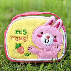 [Rabbit & Carrot] Embroidered Applique Fabric Art Wrist Wallet / Coin Purse (4.1*3)