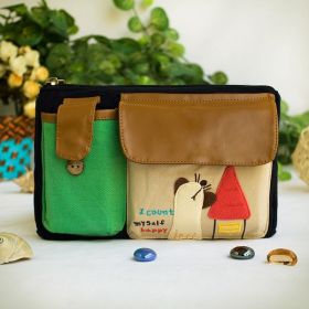 [Dreaming Cat] Embroidered Applique Kids Fanny Waist Pack / Travel Lumbar Pack (7.8*5.5*1.5)