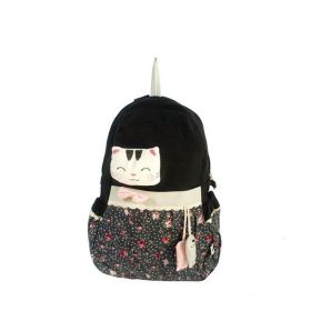 [Smile Cat] 100% Cotton Fabric Art School Backpack / Outdoor Backpack