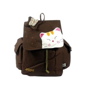 [Cat & Butterfly] 100% Cotton Fabric Art School Backpack / Outdoor Backpack