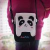 [White Panda] Embroidered Applique Swingpack Bag Purse / Wallet Bag / Camera Bag (3.9*5.1*1.2)