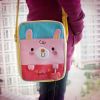 [Lovely Rabbit] Embroidered Applique Fabric Art Shoulder Bag / Swingpack / Travel Bag (8.1*6.5*2.4)