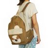 [Playing with Dog] Fabric Art School Backpack Outdoor Daypack