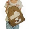 [Playing with Dog] Fabric Art School Backpack Outdoor Daypack