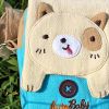 [Beige Dog] Embroidered Applique Swingpack Bag Purse / Wallet Bag / Camera Bag (3.9*5.1*1.2)