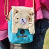 [Beige Dog] Embroidered Applique Swingpack Bag Purse / Wallet Bag / Camera Bag (3.9*5.1*1.2)