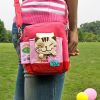 [Cat Loves Fish] Embroidered Applique Swingpack Bag Purse / Wallet Bag / Camera Bag (5.4*5.9*2)
