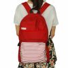 [Lively Red] Fabric Art School Backpack Outdoor Daypack