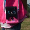 [Black Cat] Embroidered Applique Swingpack Bag Purse / Wallet Bag / Camera Bag (3.9*5.1*1.2)