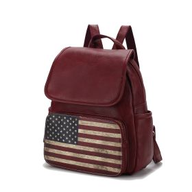 MKF Collection Regina Printed Flag Vegan Leather Women Backpack by Mia K (Color: Burgundy)