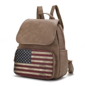 MKF Collection Regina Printed Flag Vegan Leather Women Backpack by Mia K (Color: Taupe)