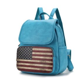 MKF Collection Regina Printed Flag Vegan Leather Women Backpack by Mia K (Color: Turquoise)