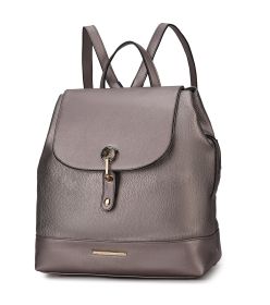 MKF Collection Laura Vegan Leather Backpack by Mia K (Color: Pewter)