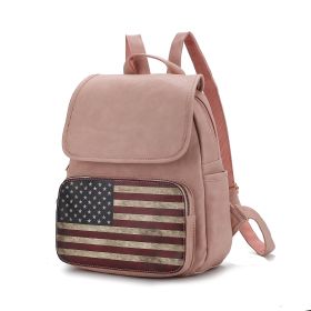 MKF Collection Regina Printed Flag Vegan Leather Women Backpack by Mia K (Color: Rose Pink)