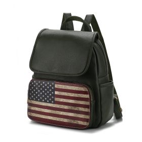 MKF Collection Regina Printed Flag Vegan Leather Women Backpack by Mia K (Color: Green)