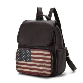 MKF Collection Regina Printed Flag Vegan Leather Women Backpack by Mia K (Color: Chocolate)