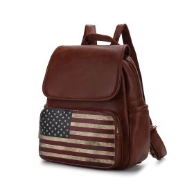 MKF Collection Regina Printed Flag Vegan Leather Women Backpack by Mia K (Color: Tan)
