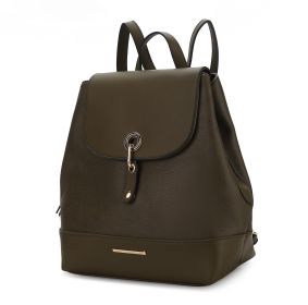MKF Collection Laura Vegan Leather Backpack by Mia K (Color: Olive)