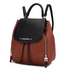 MKF Collection Kimberly Backpack Vegan Leather Women by Mia k (Color: Cognac-Black)