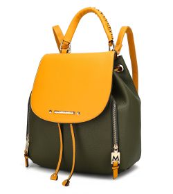 MKF Collection Kimberly Backpack Vegan Leather Women by Mia k (Color: Olive-Mustard)
