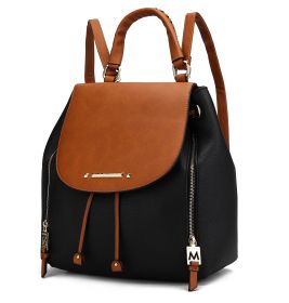 MKF Collection Kimberly Backpack Vegan Leather Women by Mia k (Color: Black-Cognac)