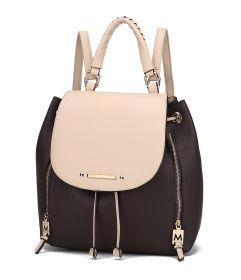 MKF Collection Kimberly Backpack Vegan Leather Women by Mia k (Color: Coffee-Beige)