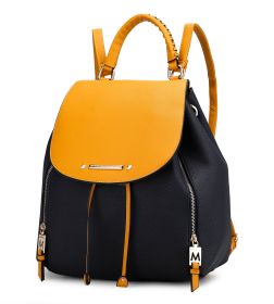 MKF Collection Kimberly Backpack Vegan Leather Women by Mia k (Color: Navy-Mustard)