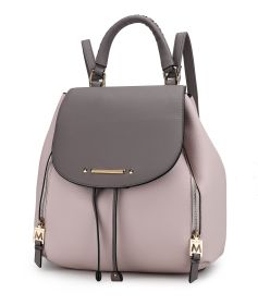 MKF Collection Kimberly Backpack Vegan Leather Women by Mia k (Color: Blush-Charcoal)
