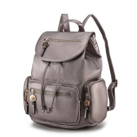 MKF Collection Ivanna Oversize Backpack Purse Vegan Leather Womens by Mia K (Color: Pewter)