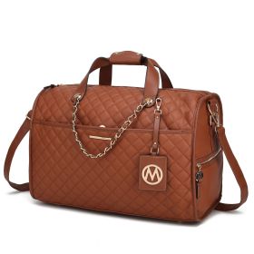 MKF Collection Lexie Vegan Leather Women Duffle by Mia K (Color: Cognac)