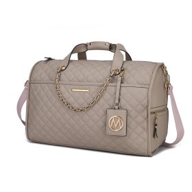 MKF Collection Lexie Vegan Leather Women Duffle by Mia K (Color: Taupe)