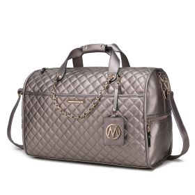 MKF Collection Lexie Vegan Leather Women Duffle by Mia K (Color: Pewter)