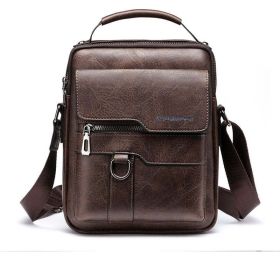 Casual Men Shoulder Bag Vintage Crossbody Bags High Quality Male Bag PU Leather Handbag Capacity Men Messenger Bags Tote Bag (Color: Coffee)