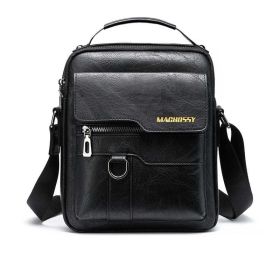 Casual Men Shoulder Bag Vintage Crossbody Bags High Quality Male Bag PU Leather Handbag Capacity Men Messenger Bags Tote Bag (Color: Black)