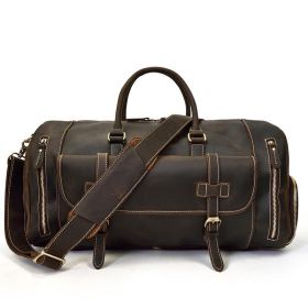 The Bard Weekender | Handmade Leather Duffle Bag (Color: Dark Brown)