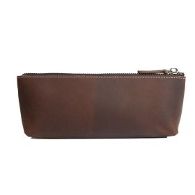The Pallavi | Handmade Leather Pencil Case - Leather Makeup Bag (Color: Dark Brown)