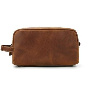 The Wanderer Toiletry Bag | Genuine Leather Toiletry Bag (Color: Brown)