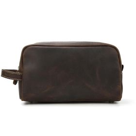 The Wanderer Toiletry Bag | Genuine Leather Toiletry Bag (Color: Dark Brown)