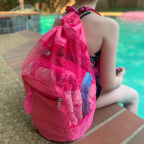Foldable Kids Mesh Backpack (Color: Pink)